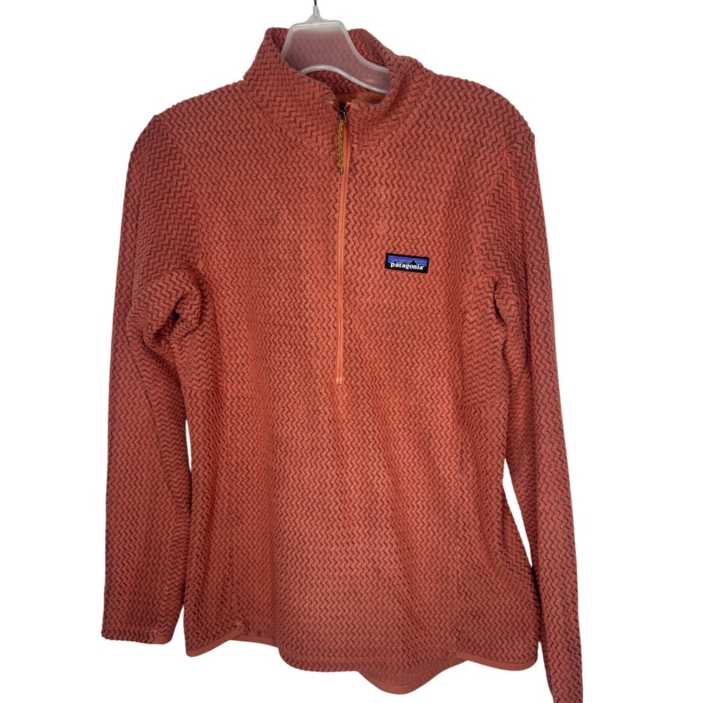 Patagonia R1 Air Zip-Neck Fleece Pullover Burnt Orange Red M Zig Zag Jacquard